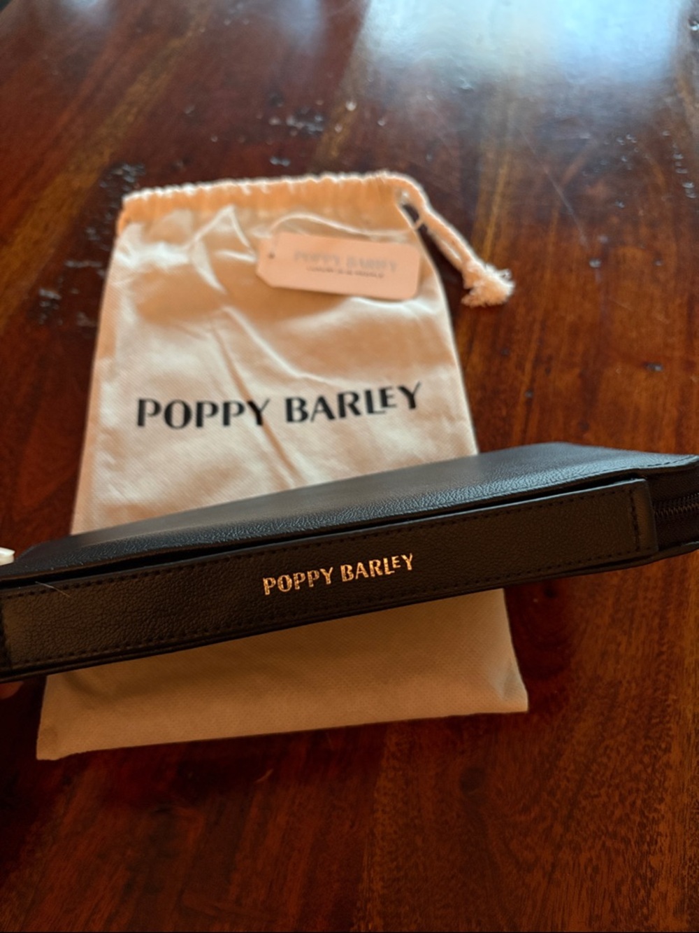 Poppy Barley Black Leather Zip 4 person passport holder - Picture 3 of 3